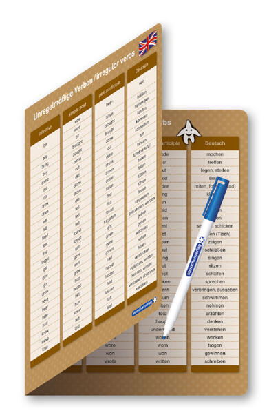 Produktbild: Unregelmäßige Verben / irregular Verbs - Zeitformen - 1 Doppelfeld mit Stift | Katrin Langhans, sternchenverlag GmbH