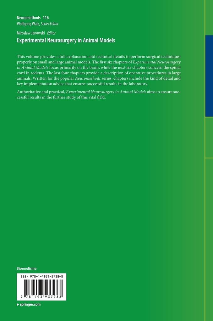 Weitere Ansicht: Experimental Neurosurgery in Animal Models