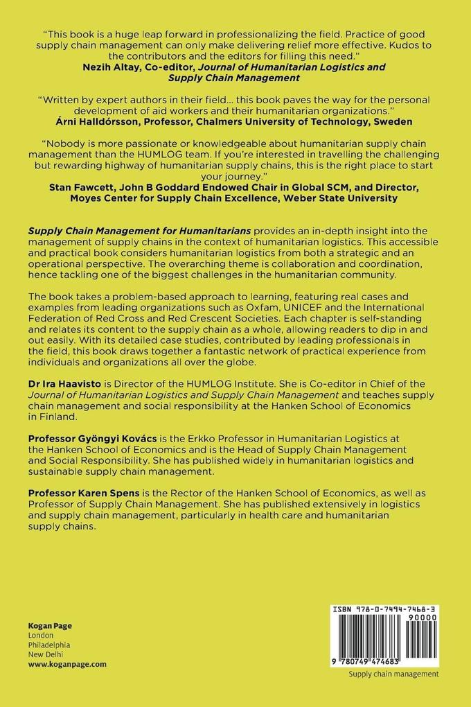 Weitere Ansicht: Supply Chain Management for Humanitarians | Gyongyi Kovacs, Karen Spens, Ira Haavisto, Gyöngyi Kovács