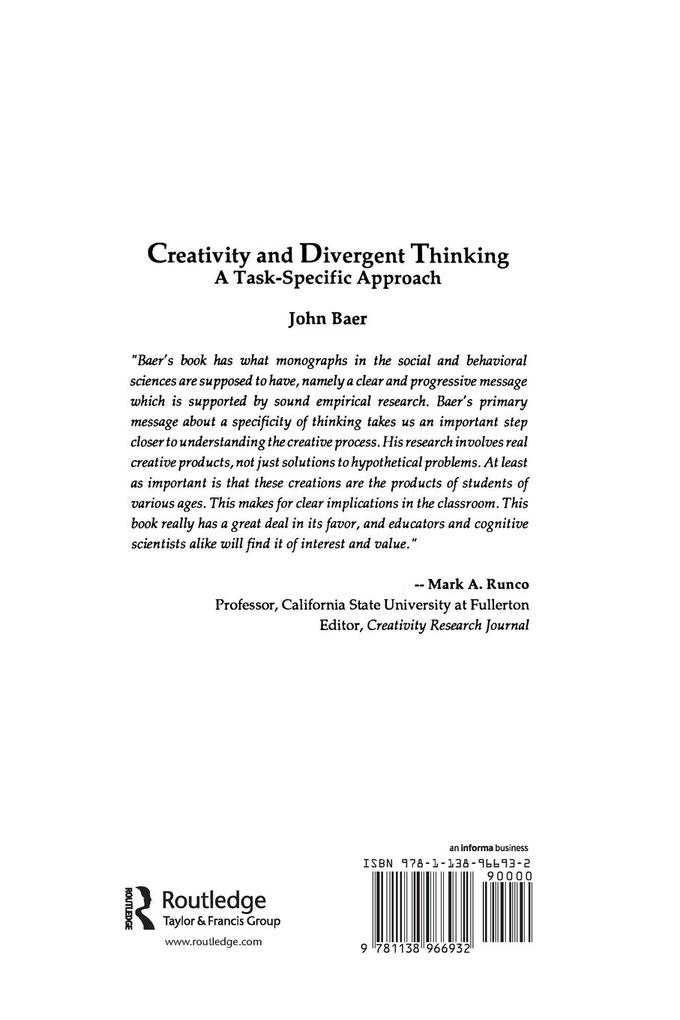 Weitere Ansicht: Creativity and Divergent Thinking | John Baer