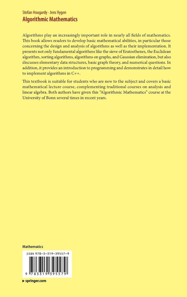Weitere Ansicht: Algorithmic Mathematics | Stefan Hougardy, Jens Vygen
