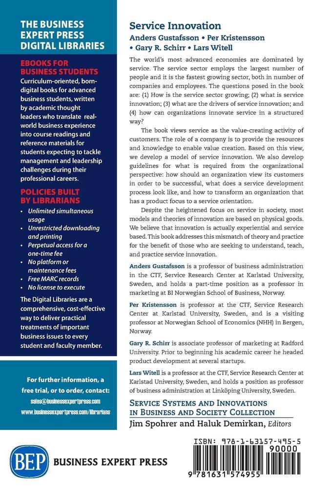 Weitere Ansicht: Service Innovation | Anders Gustafsson, Per Kristensson, Gary R. Schirr, Lars Witell