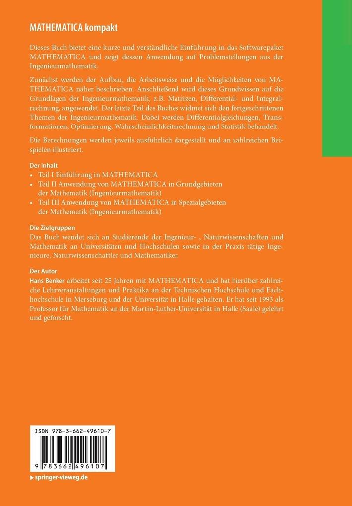 Weitere Ansicht: MATHEMATICA kompakt | Hans Benker