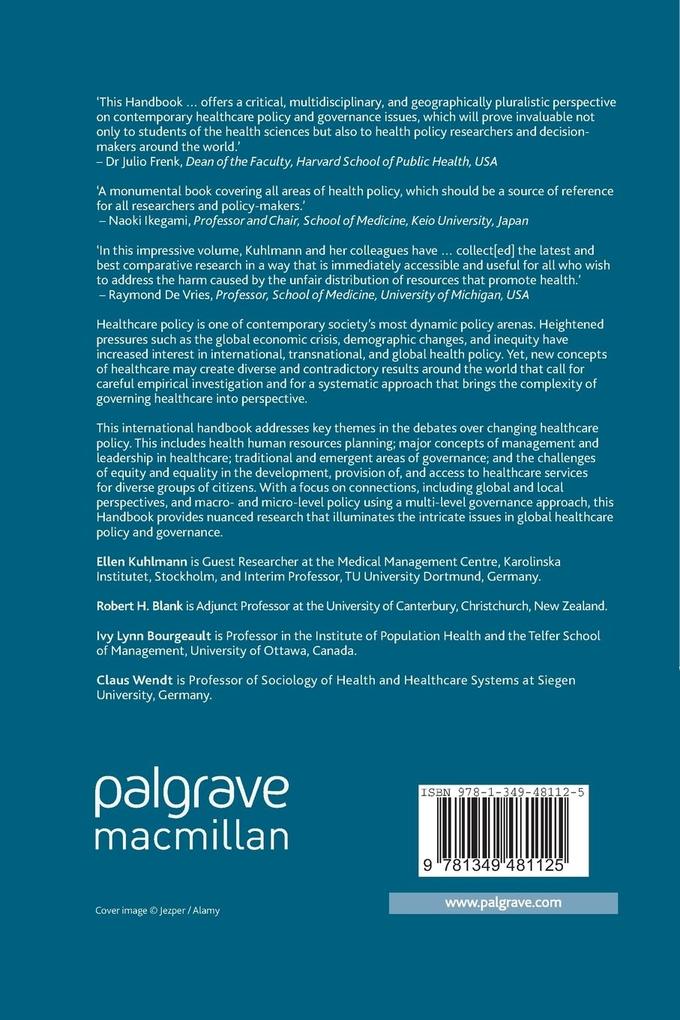 Weitere Ansicht: The Palgrave International Handbook of Healthcare Policy and Governance