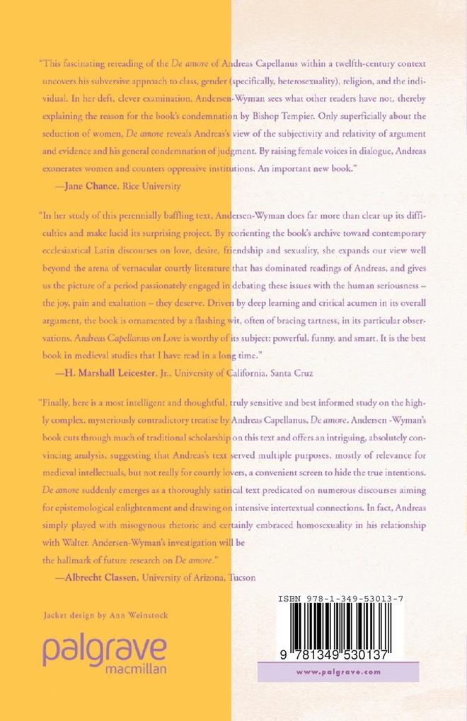 Weitere Ansicht: Andreas Capellanus on Love? | K. Andersen-Wyman