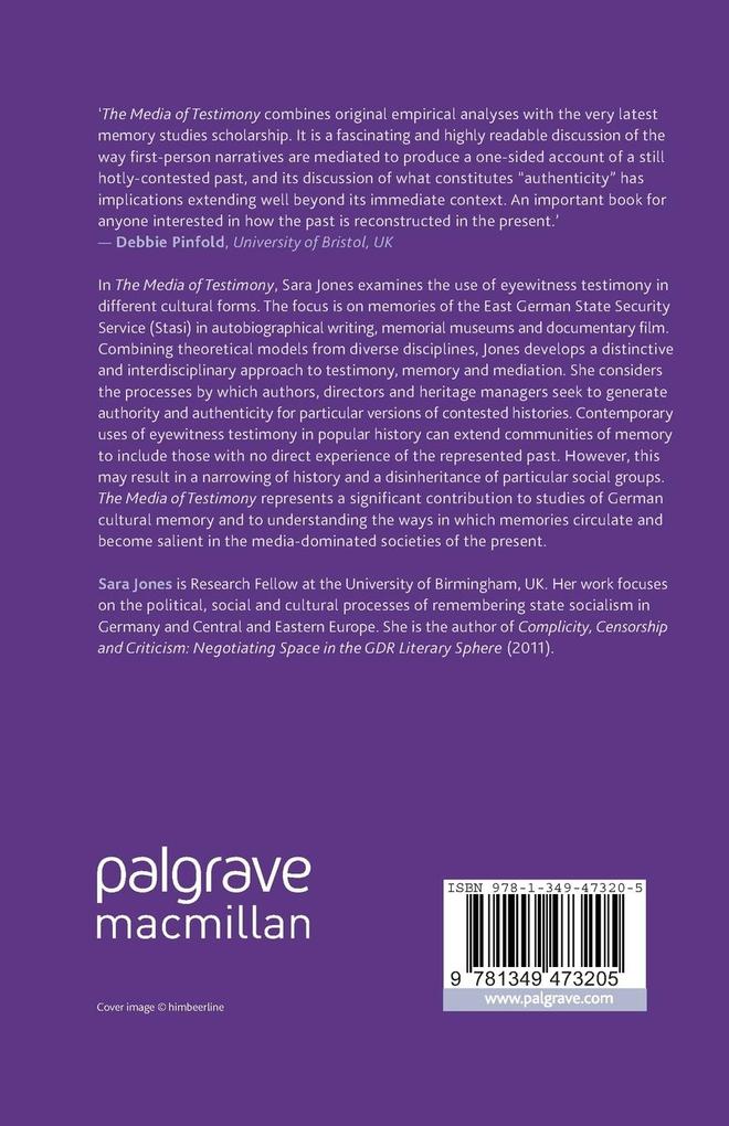 Weitere Ansicht: The Media of Testimony | S. Jones