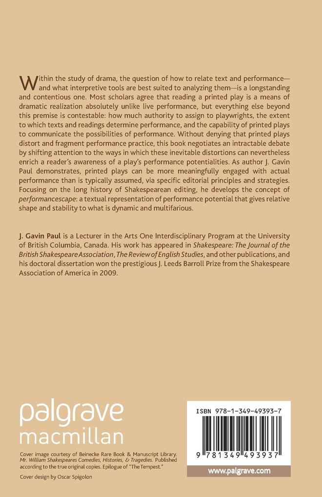 Weitere Ansicht: Shakespeare and the Imprints of Performance | J. Gavin Paul