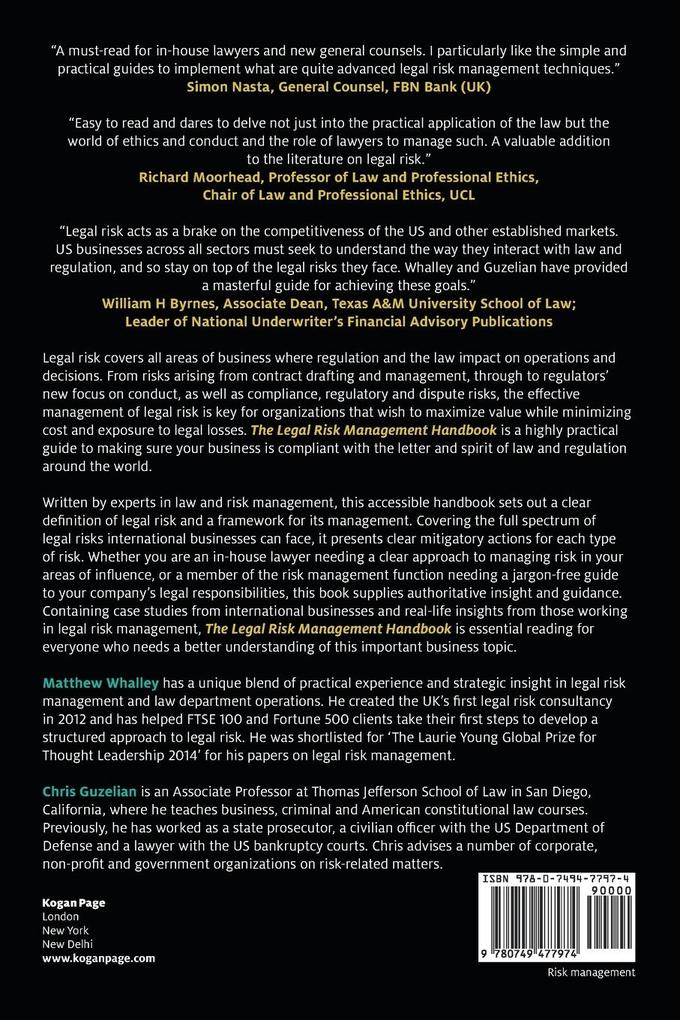 Weitere Ansicht: Legal Risk Management Handbook | Matthew Whalley, Chris Guzelian