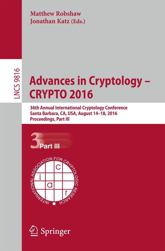 Produktbild: Advances in Cryptology - CRYPTO 2016