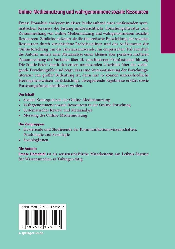 Weitere Ansicht: Online-Mediennutzung und wahrgenommene soziale Ressourcen | Emese Domahidi