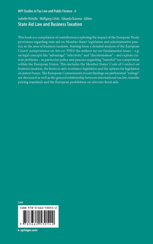 Weitere Ansicht: State Aid Law and Business Taxation