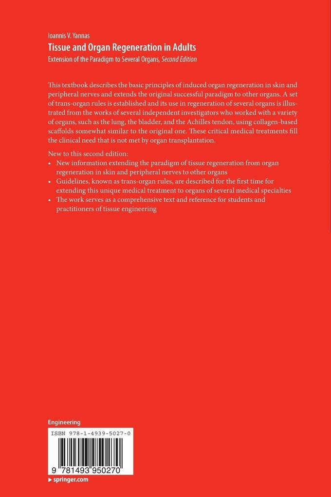 Weitere Ansicht: Tissue and Organ Regeneration in Adults | Ioannis V. Yannas