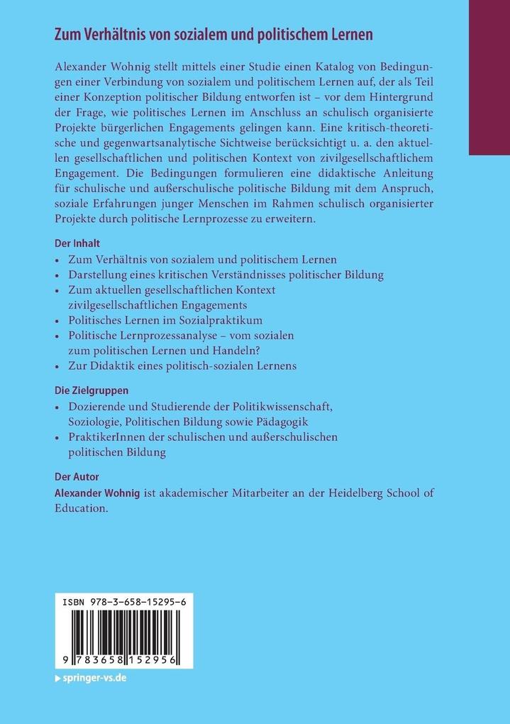 Weitere Ansicht: Zum Verhältnis von sozialem und politischem Lernen | Alexander Wohnig