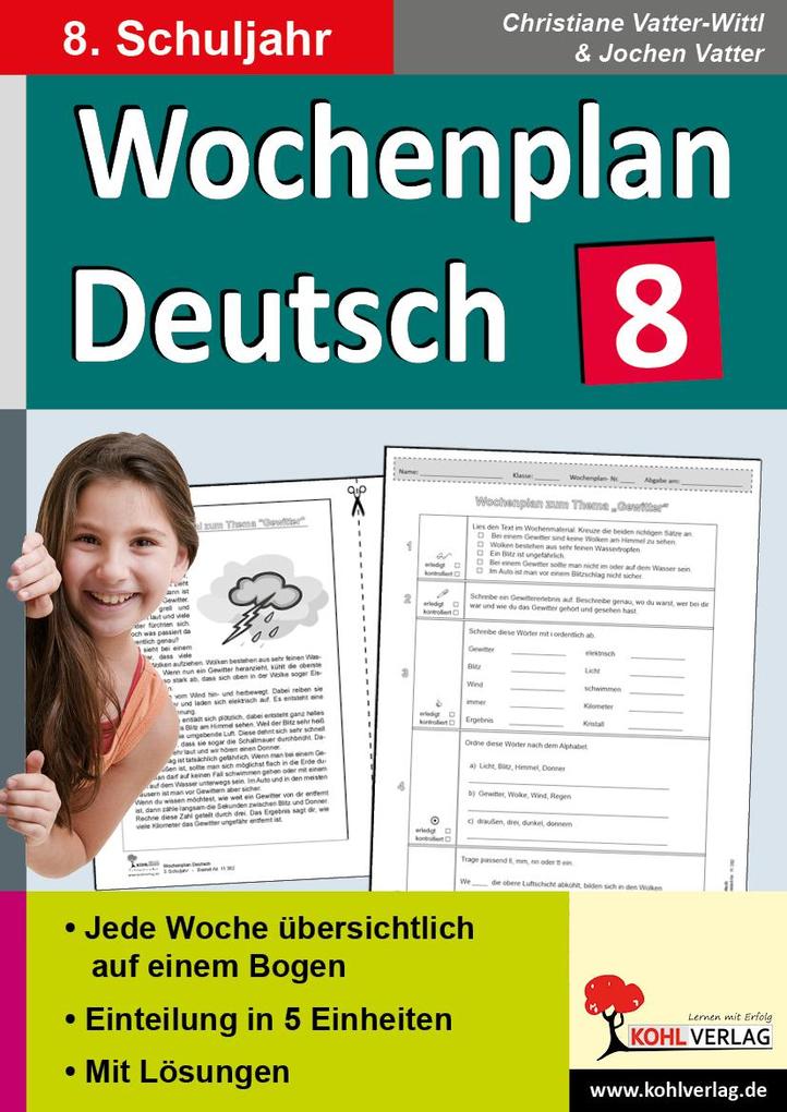 Produktbild: Wochenplan Deutsch / Klasse 8 | Christiane Vatter-Wittl, Jochen Vatter