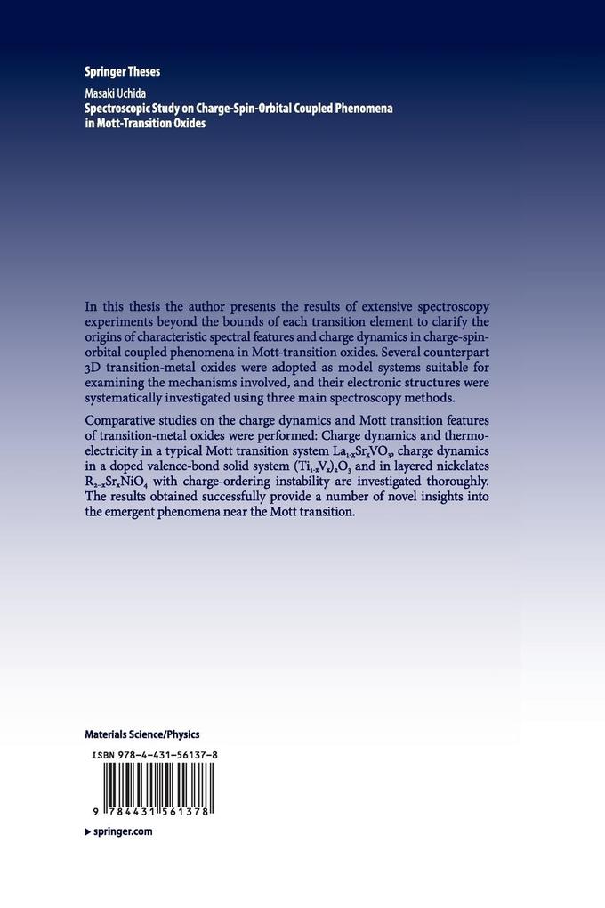 Weitere Ansicht: Spectroscopic Study on Charge-Spin-Orbital Coupled Phenomena in Mott-Transition Oxides | Masaki Uchida