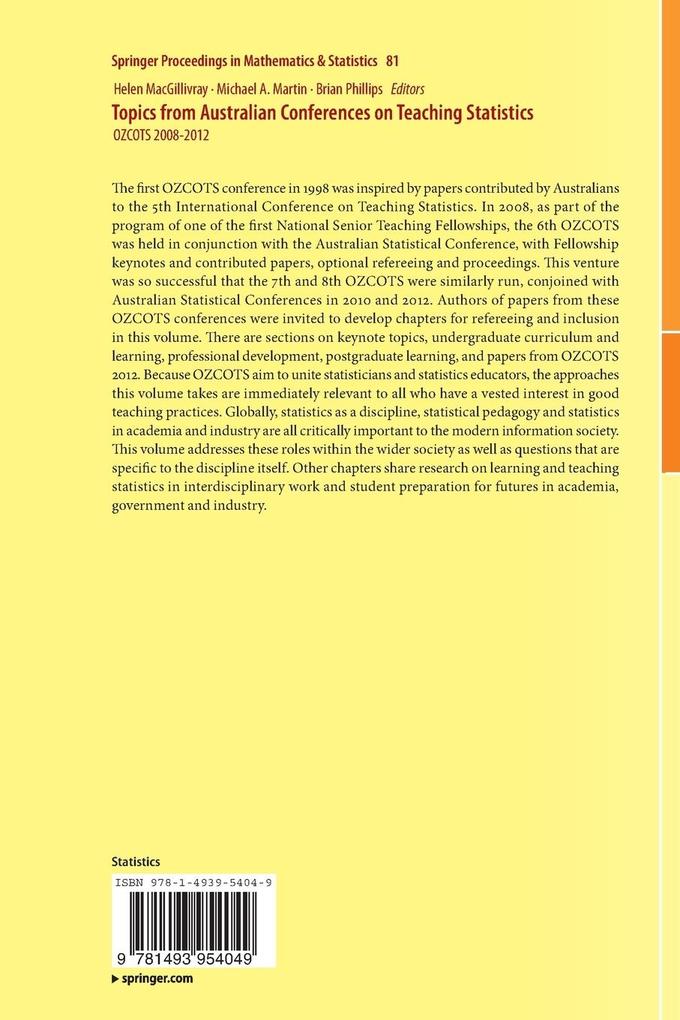 Weitere Ansicht: Topics from Australian Conferences on Teaching Statistics