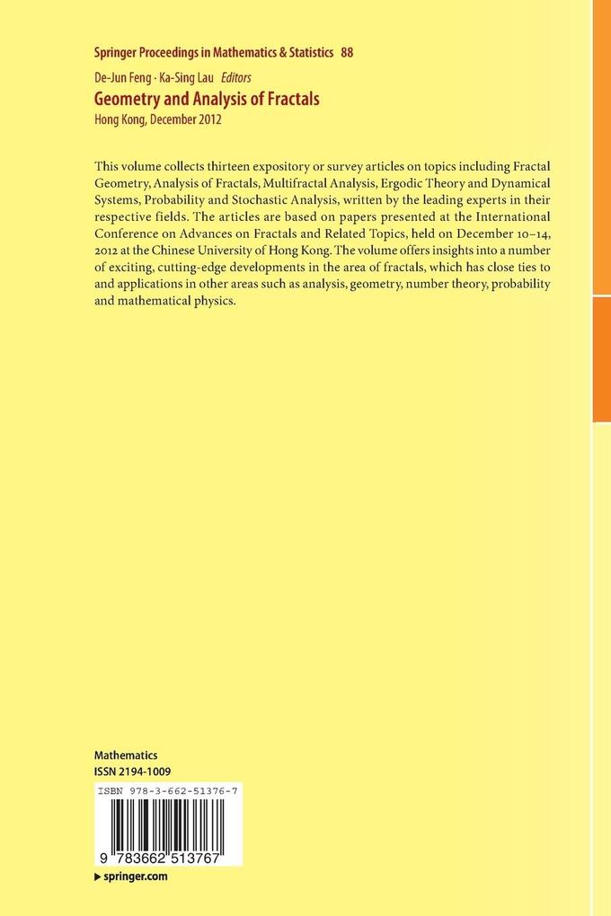 Weitere Ansicht: Geometry and Analysis of Fractals