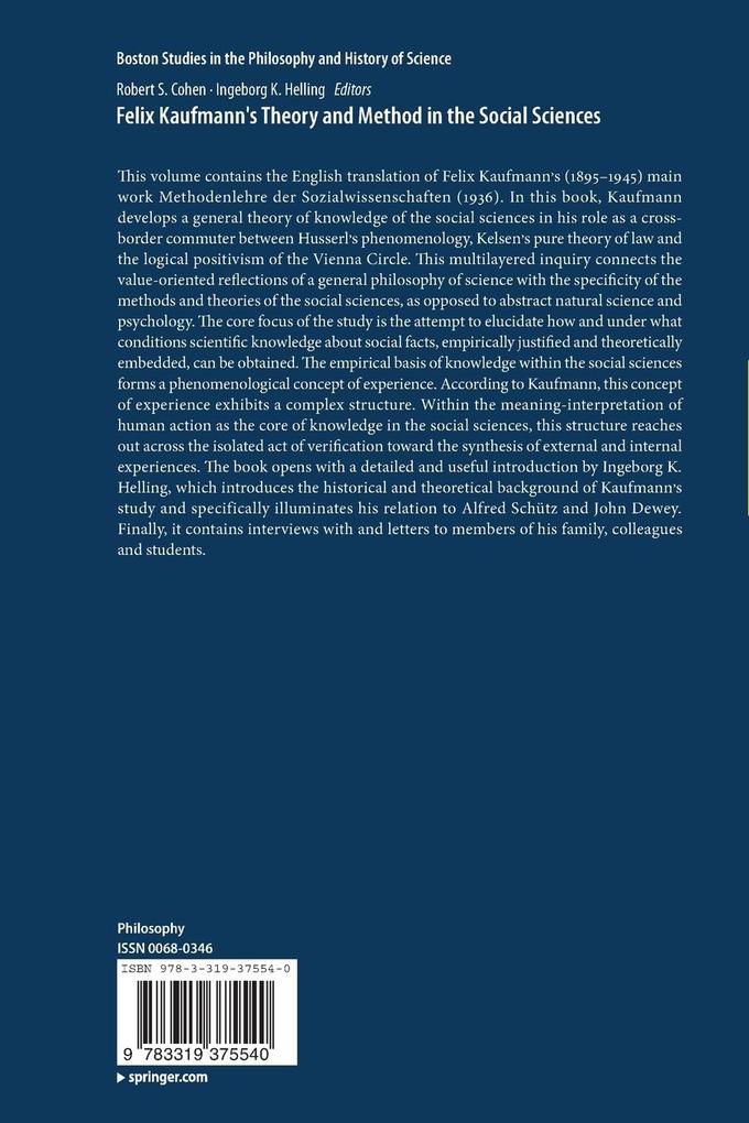 Weitere Ansicht: Felix Kaufmann's Theory and Method in the Social Sciences