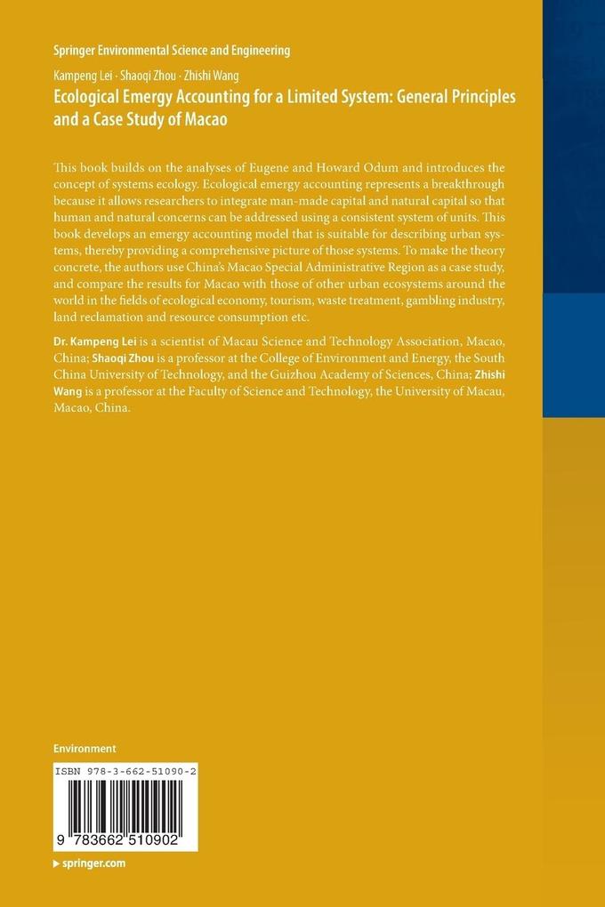 Weitere Ansicht: Ecological Emergy Accounting for a Limited System: General Principles and a Case Study of Macao | Kampeng Lei, Zhishi Wang, Shaoqi Zhou