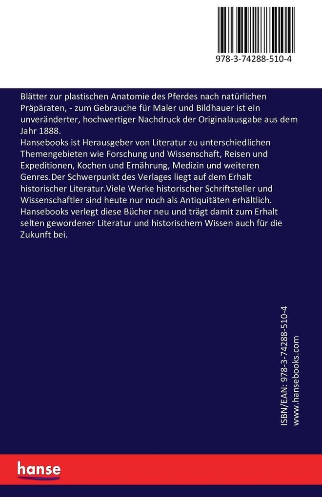 Weitere Ansicht: Blätter zur plastischen Anatomie des Pferdes nach natürlichen Präpäraten, | R. Bonnet