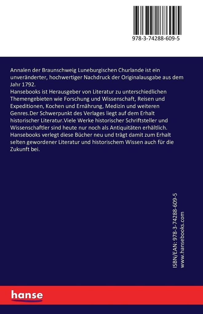 Weitere Ansicht: Annalen der Braunschweig Luneburgischen Churlande | Anonymus