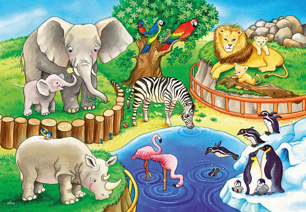 Weitere Ansicht: Tiere im Zoo. Puzzle 2 x 12 Teile