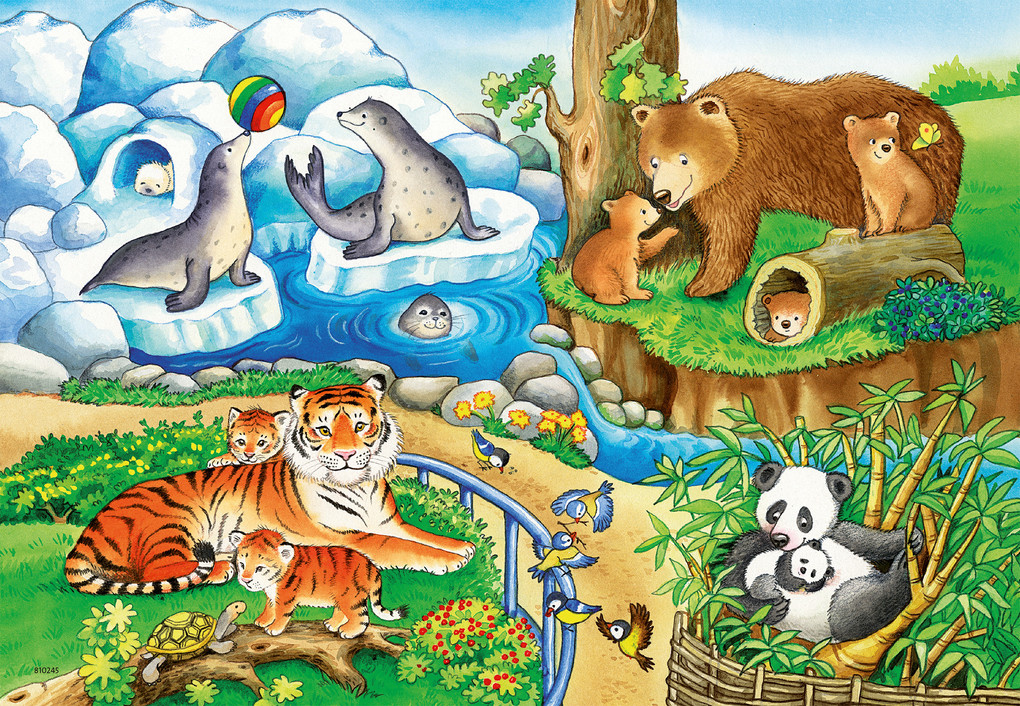 Weitere Ansicht: Tiere im Zoo. Puzzle 2 x 12 Teile