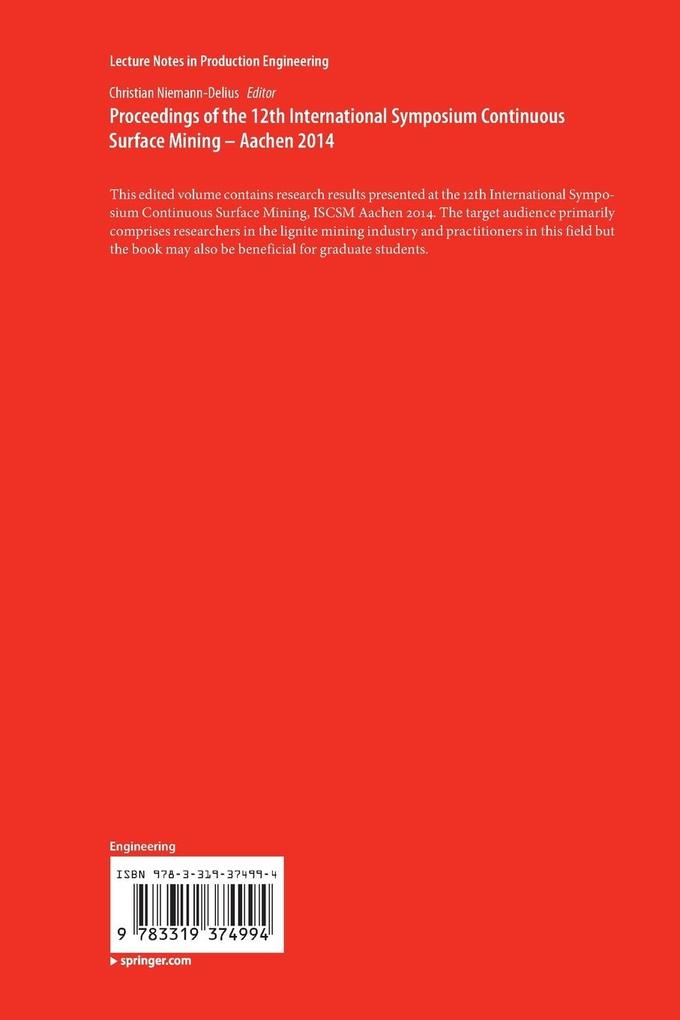 Weitere Ansicht: Proceedings of the 12th International Symposium Continuous Surface Mining - Aachen 2014