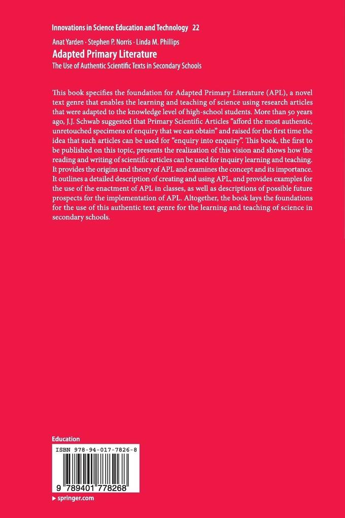 Weitere Ansicht: Adapted Primary Literature | Stephen P. Norris, Linda M. Phillips, Anat Yarden