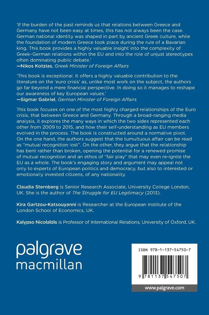 Weitere Ansicht: The Greco-German Affair in the Euro Crisis | Claudia Sternberg, Kira Gartzou-Katsouyanni, Kalypso Nicolaidis