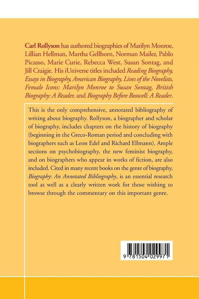 Weitere Ansicht: Biography | Carl Rollyson