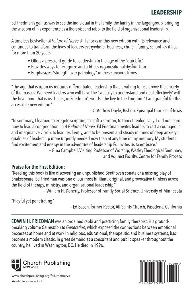 Weitere Ansicht: A Failure of Nerve | Edwin H Friedman
