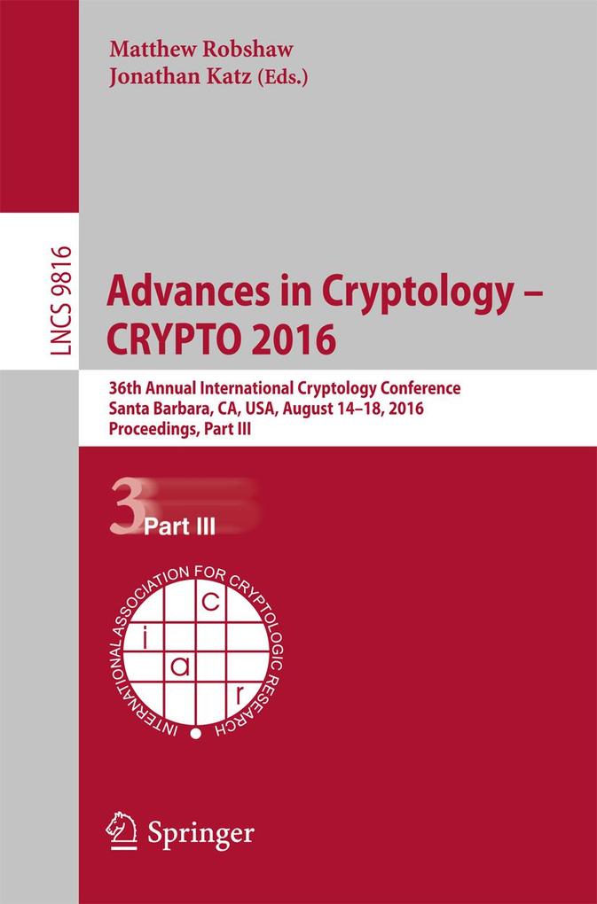 Produktbild: Advances in Cryptology - CRYPTO 2016