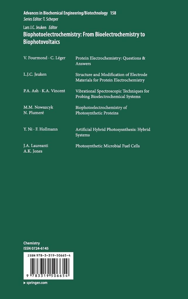 Weitere Ansicht: Biophotoelectrochemistry: From Bioelectrochemistry to Biophotovoltaics