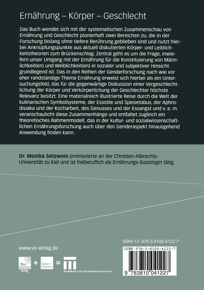 Weitere Ansicht: Ernährung - Körper - Geschlecht | Monika Setzwein