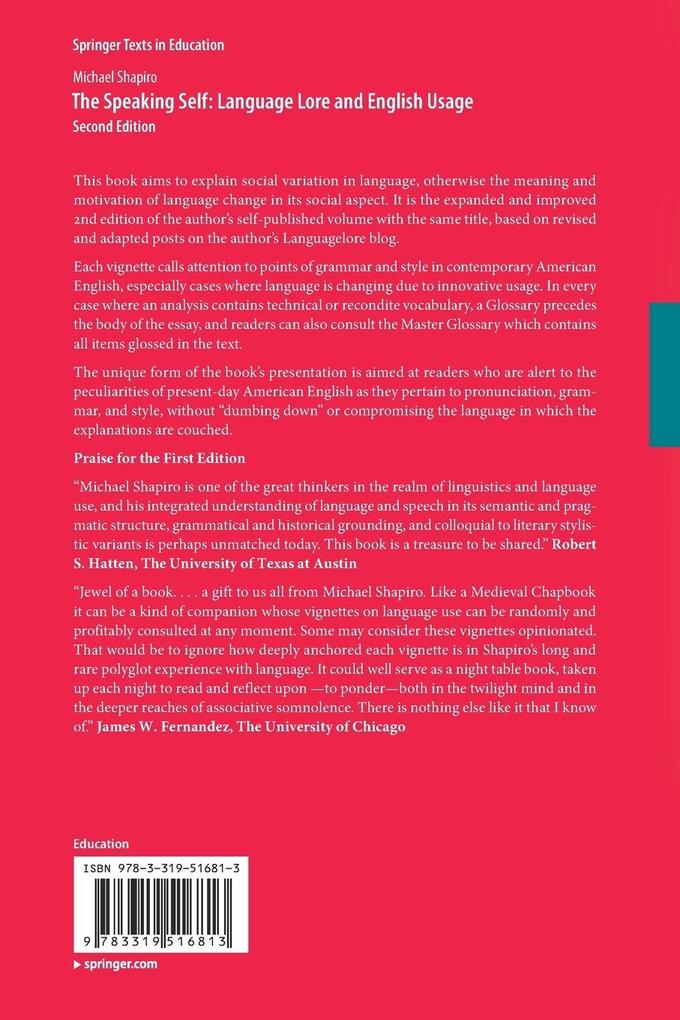 Weitere Ansicht: The Speaking Self: Language Lore and English Usage | Michael Shapiro