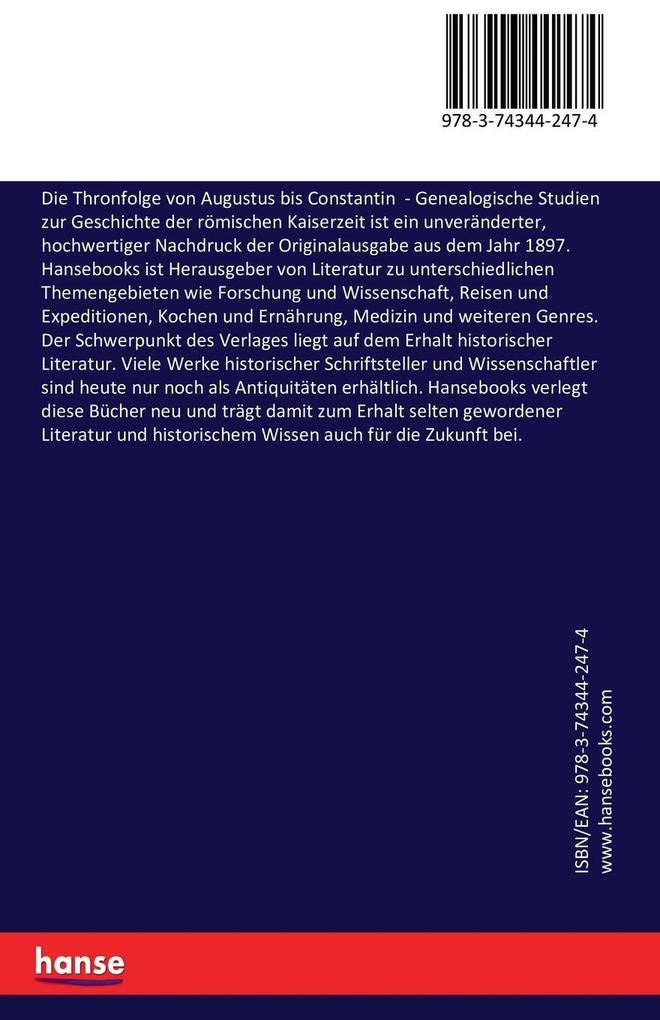 Weitere Ansicht: Die Thronfolge von Augustus bis Constantin | Ernst Alfred Stückelberg
