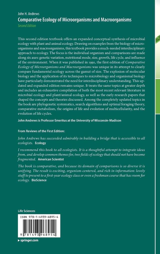 Weitere Ansicht: Comparative Ecology of Microorganisms and Macroorganisms | John H. Andrews
