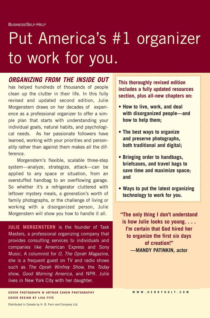 Weitere Ansicht: Organizing from the Inside Out, second edition | Julie Morgenstern