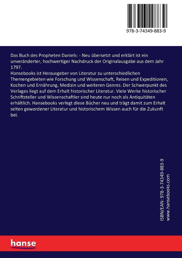 Weitere Ansicht: Das Buch des Propheten Daniels: | Christian Gottlob Thube