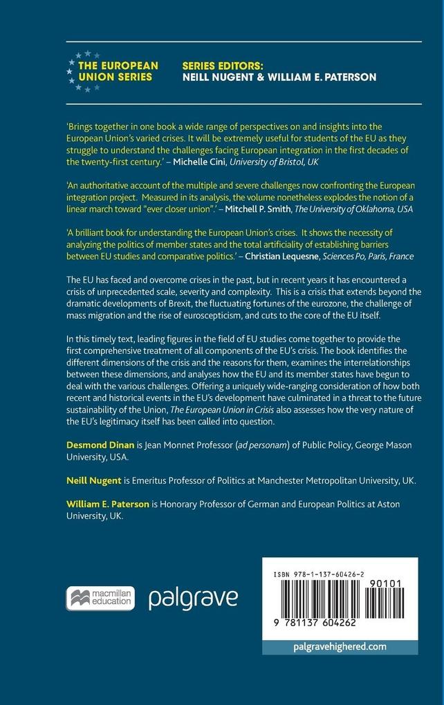 Weitere Ansicht: The European Union in Crisis | Desmond Dinan, Neill Nugent, William E. Paterson