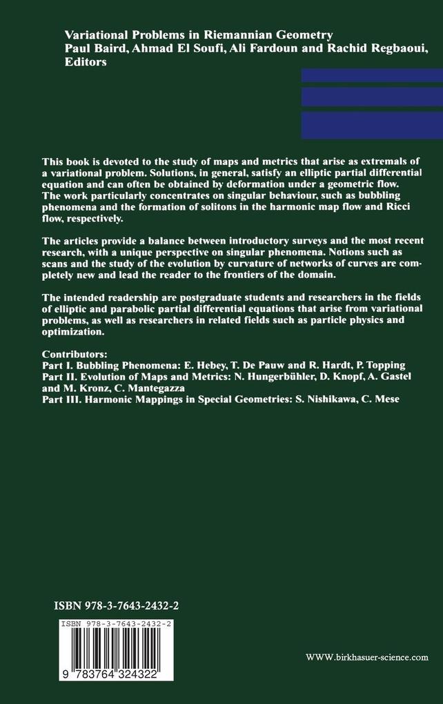 Weitere Ansicht: Variational Problems in Riemannian Geometry