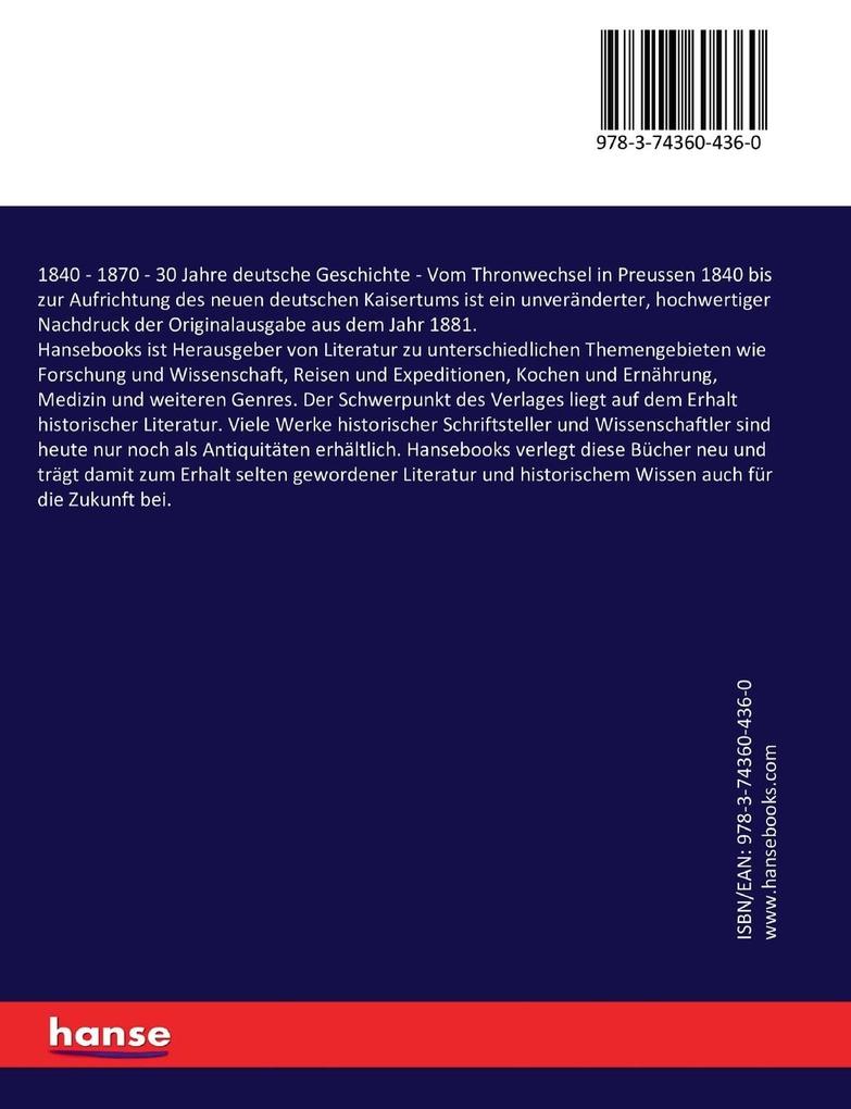 Weitere Ansicht: 1840 - 1870 - 30 Jahre deutsche Geschichte | Karl Biedermann