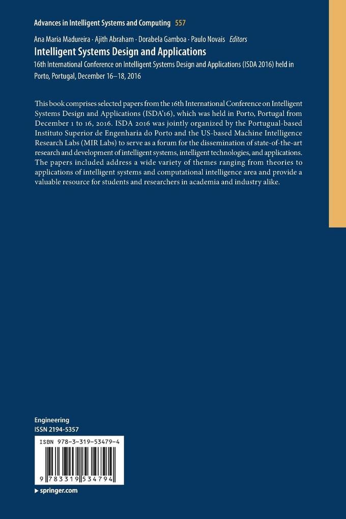 Weitere Ansicht: Intelligent Systems Design and Applications