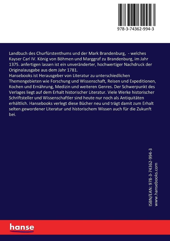 Weitere Ansicht: Landbuch des Churfürstenthums und der Mark Brandenburg, | Ewald Friedrich Von Hertzberg