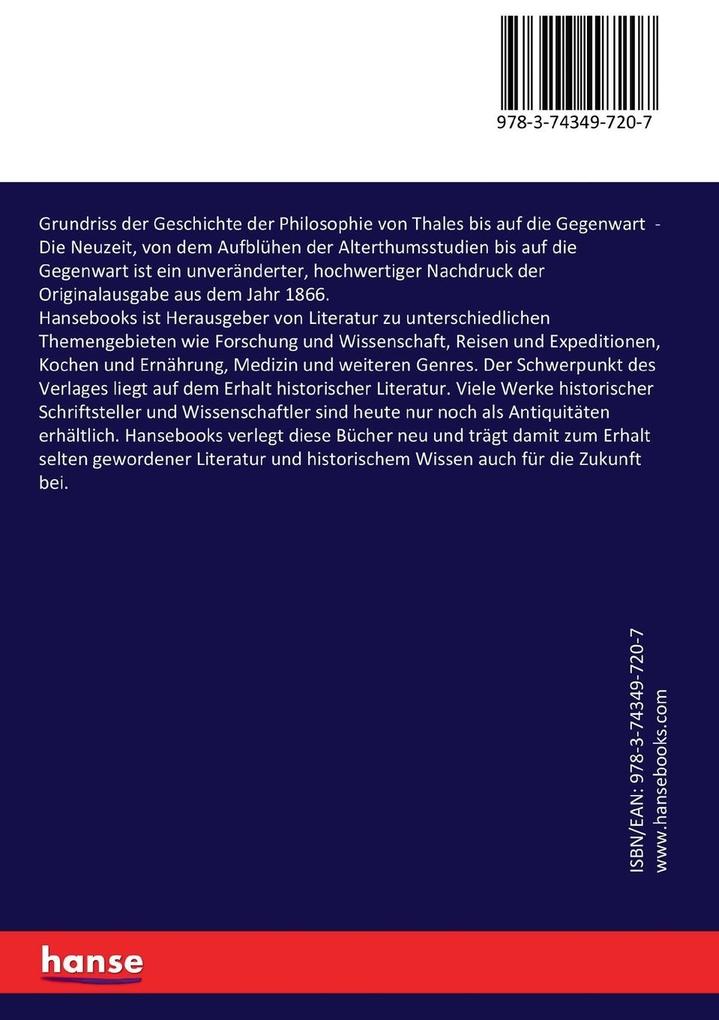 Weitere Ansicht: Grundriss der Geschichte der Philosophie von Thales bis auf die Gegenwart | Friedrich Überweg
