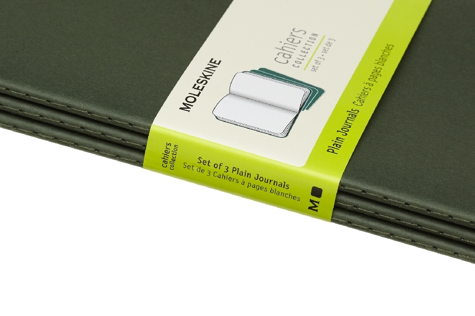 Weitere Ansicht: Moleskine Cahier Large/A5, 3er Set, Blanko, Kartoneinband Myrtengrün
