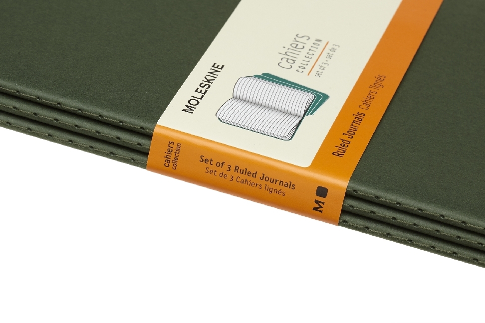 Weitere Ansicht: Moleskine Cahier, Large/A5, 3er Set, Liniert, Kartoneinband, Myrtengrün