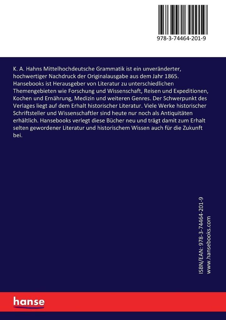 Weitere Ansicht: K. A. Hahns Mittelhochdeutsche Grammatik | Karl August Hahn
