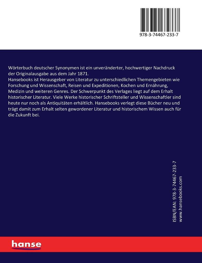 Weitere Ansicht: Wörterbuch deutscher Synonymen | Daniel Sanders